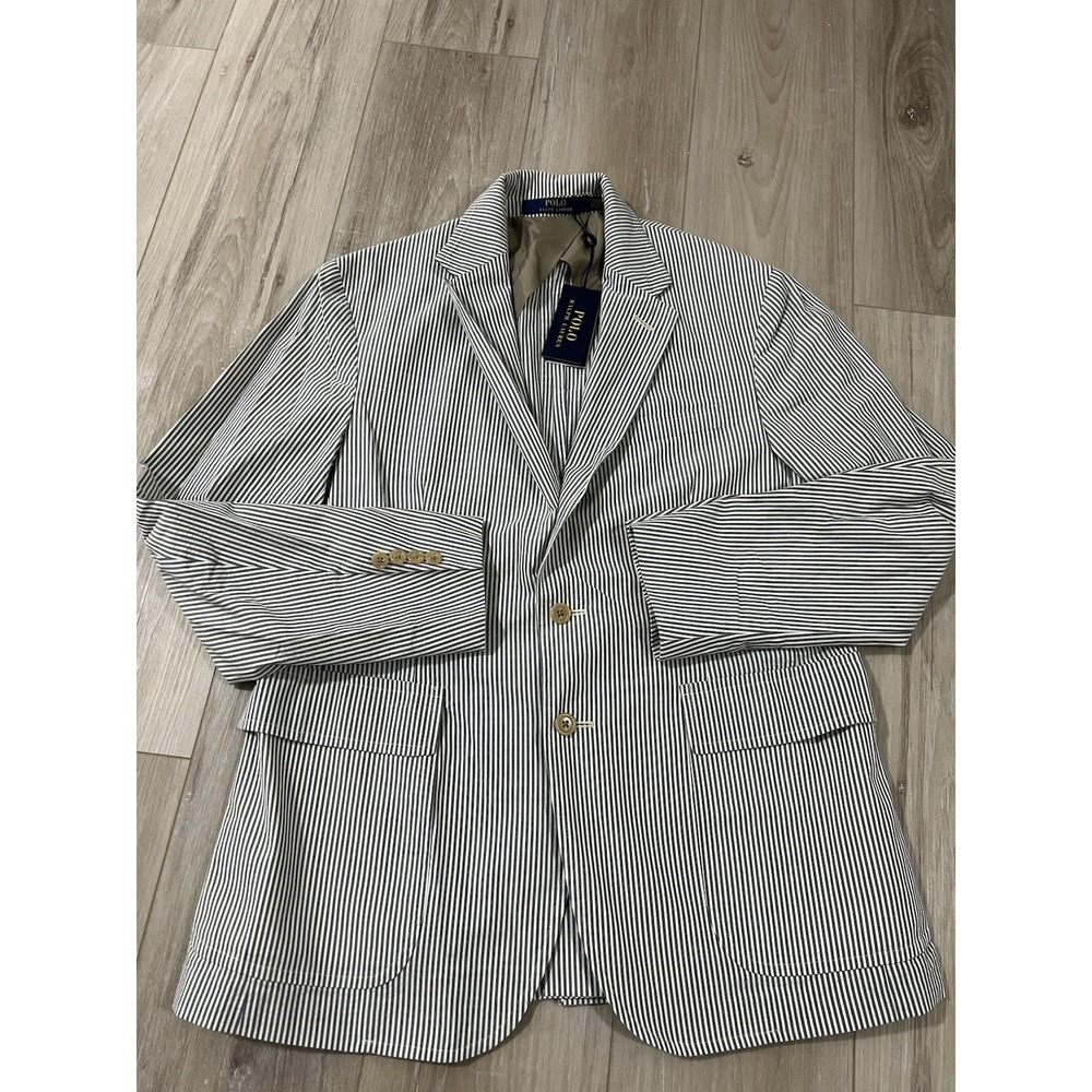 Polo Ralph Lauren Men's 42R SeersuckerBlazer Sport Coat Navy White $498